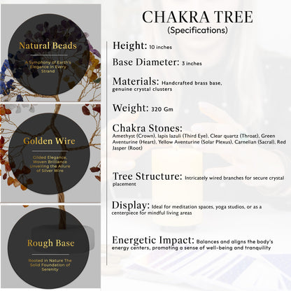 YATSKIA 7 Chakra Tree of Life Crystal Tree, Healing Crystals Gifts for Women, Chakra Stones Home Office Decor, Gemstone Tree Bedroom Decor, Healing Gifts (Size - 10 Inch)
