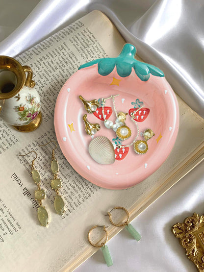 REAIJUNPIN Ceramic Jewelry Dish Tray, Room Decor Jewelry Tray, Ring Holder for Women, Fruit Trinket Dish, Jewelry Tray, Cute Jewelry Plate Bowl Room Decor Aesthetic (Pumpkin)