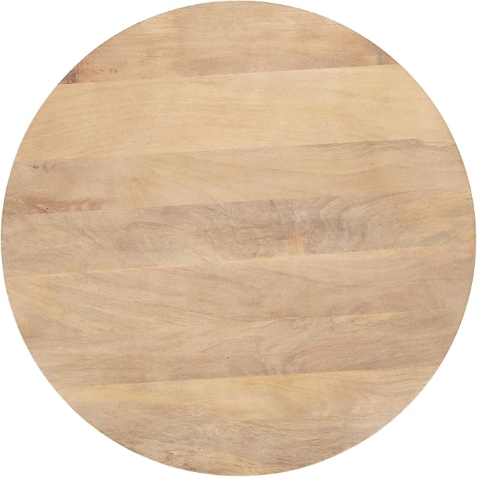 Kate and Laurel Aja Bohemian Round Mango Wood Coffee Table, 26 inch Diameter, Light Natural, Decorative Geometric Modern Coffee Table for Hosting, Storage, and Living Room Decor