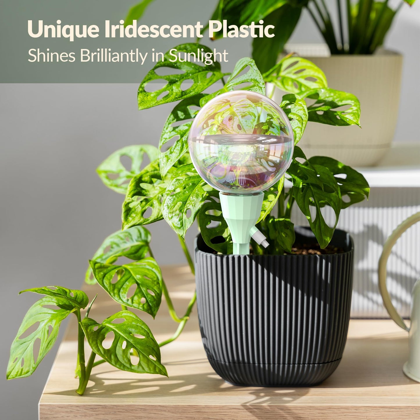NiHome 2PCS 16OZ Plant Self-Watering Drippers with Adjustable Flow Control, Long-Lasting Automatic Watering Globes for Indoor Outdoor Plants, Tulip Shape Design for Small to Medium Pots (Pink + Green)
