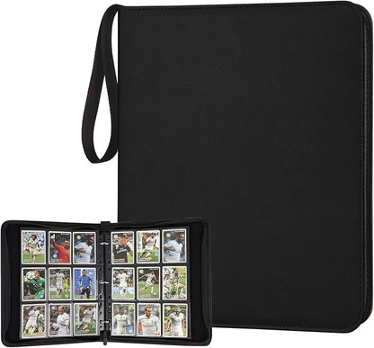 GERMUN 9 Pocket Card Binder, Premium Zip Trading Card Binder, 720 Double Sided Pocket PU Card Collection Binder, Collector Card Album, Card Folder for MTG, TCG, Sports Cards, Game Cards (Black1)