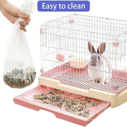 100 pcs Disposable Cage Liners, Clear Plastic Rabbit Cage Liner Bag, Universal Toilet Film for Bunny, Hamster, Totoro, Hedgehog, Guinea Pig and Small Animals (100pcs, 47in)