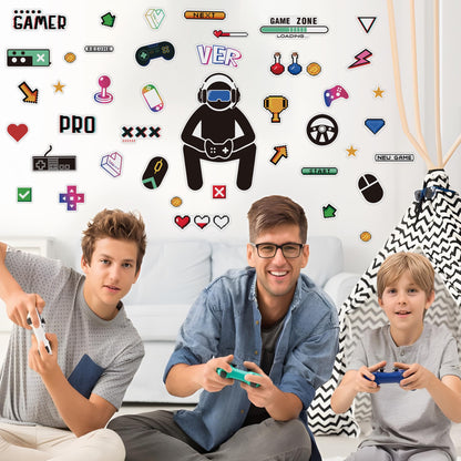 Glow in The Dark Gamer Wall Stickers, Game Controller Joystick Video Gaming Wall Decals, Boys Baby Kids Bedroom Playroom Room Decor Nursery