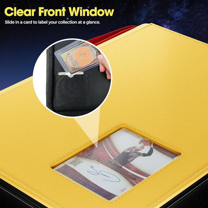 ProCase 4 Pocket Top Loader Binder, Holding 144 Cards in 3"x4" Toploaders, Side Loading Small Book Folder with Clear Window for Pokemon, Trading, Sports Cards Collection TCG, MTG -Yellow