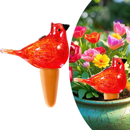 Naboher Glass Bird Shaped Plant Watering Ball Glass Automatic Watering Ball Flower Pot Insertion Spike Drip Irrigation Device Watering Ball Irrigation System Plant Enthusiast Gift (Red)