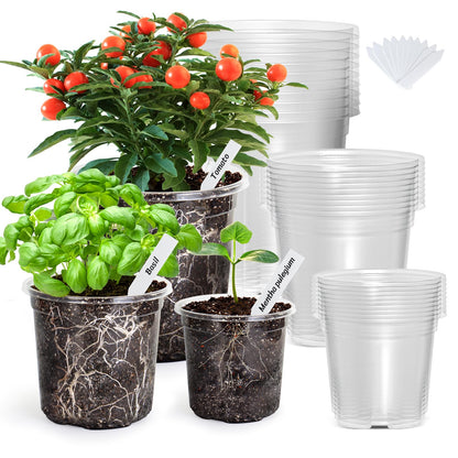 The Bundle of Bonviee 5 Packs Seed Starter Tray with Grow Light and 36 Packs Variety Sizes Clear Nursery Pots