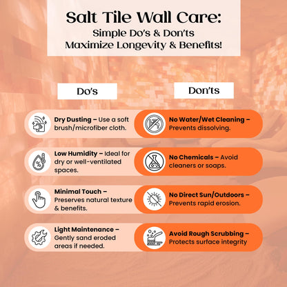 POHS Himalayan Pink Salt Tiles 8’’x4’’x1’’ Pack of 4 for Home Sauna, Spa and Salt Wall Block for Home décor,2.75 lbs Each Tile