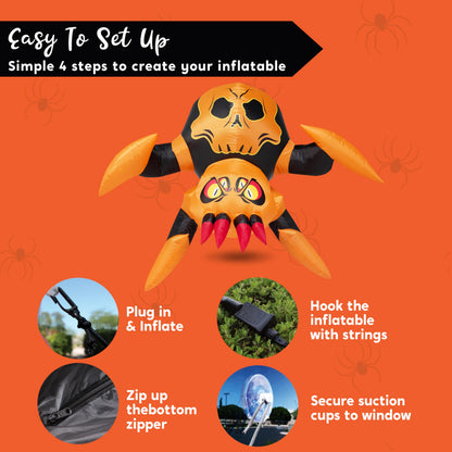 JOYIN 4ft Halloween Inflatable Spider Window Decoration, Stuck Blow Up Spider Window Breaker with LED Light, Scary Halloween Decoration for Outside Yard Garden Lawn House Decor
