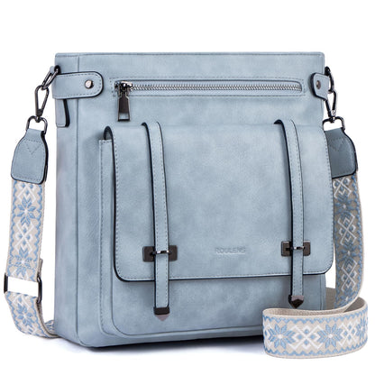 Roulens Crossbody Bags for Women,Multi Pocket Crossbody Purses Vegan Leather Shoulder Handbags Travel Purse Adjustable Strap