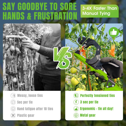 SWANSOFT Plant Tying Machine, Lightweight Plant Vine Tying Tape Machine Tool, Planting Tape Gun for Tomatoes, Grapes and Vegetable Garden, Come with 20000pcs Staples 20 Rolls (Green-New)