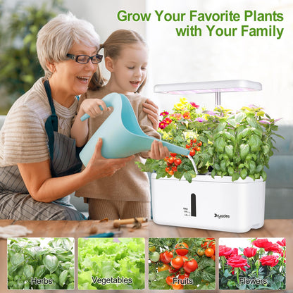 DRYADES Indoor Garden System 19 Watt LED Growing Light Upgrade 2 Self-Watering Soil-Cultivated Growing Pots Gardening Gifts for Mom Plant Pot for Vegetables Herbs Tomato(No Seeds&Soil)