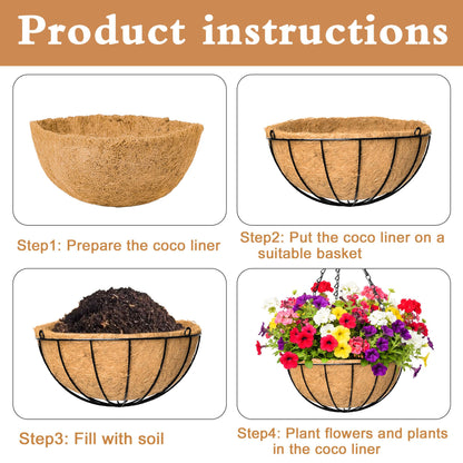 XXFBJNMD 4 Pack 12 Inch Hanging Baskets for Plants Outdoor Metal Hanging Planter Basket with Coco Coir Liner Hanging Flower Baskets Hangings Flower Pots Holder for Garden, Patio(Watermelon)