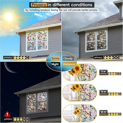Rainbow Window Privacy Film Decorative, 3D Decals Stained Glass Clings, Static Cling Sticker, Suncatcher Windows Cover Tint for Home, 35.4 Inch x 78.7 Inch