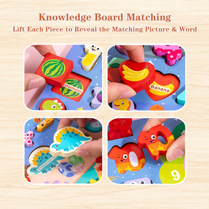 Wooden Busy Board for Toddles,Wooden Puzzles for Toddlers Ages 3-5,Early Educational Toys,Preschool Educational Activities & Educational Toys,Great Preschool Gifts for Girls & Boys