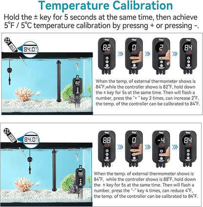 hygger Marine Aquarium Heater 500W,Titanium Heater with Digital LED Controller & Temperature Probe,Submersible Fish Tank Heater with Temperature Calibration,for Saltwater Freshwater Tank 70-80Gallon