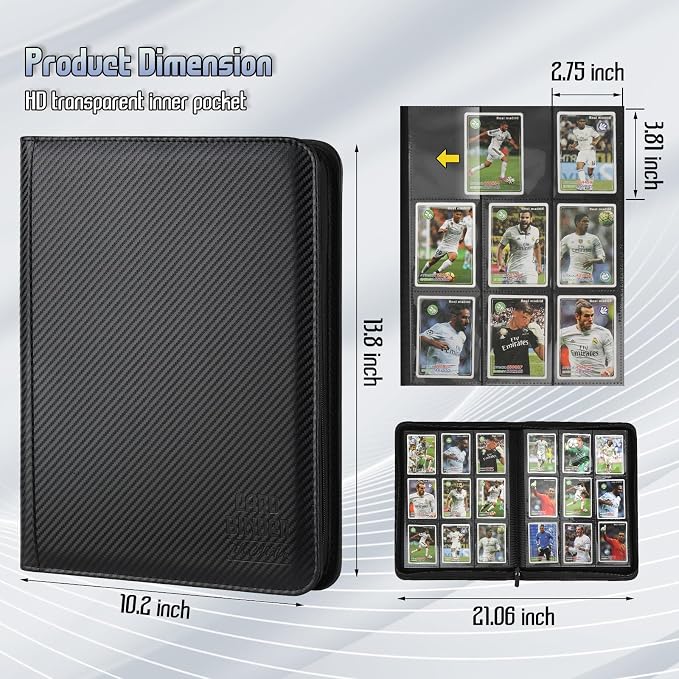 Trading Card Binder, Premium 9 Pocket Double Sided 540 Pocket PU Card Collection Binder, Collectible Trading Card Albums for MTG, TCG, Sport Card, Game Cards (Black 1)