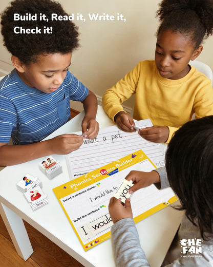 CHEFAN Sentence Building for Kids, CVCE & Long Vowel Word Games, Silent E Phonics Reading & Writing Activity, Kindergarten & Preschool Classroom Must Haves