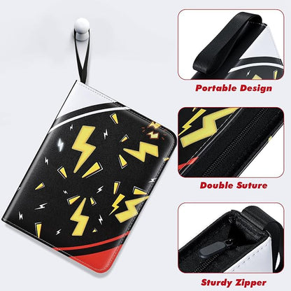 Trading Card Binder, 4 Pocket 400 Cards Holder with 50 Removable Sleeves Display Storage Collector Album Compatible with Pokemon Cards Football TCG Game Sports Cards Black Red
