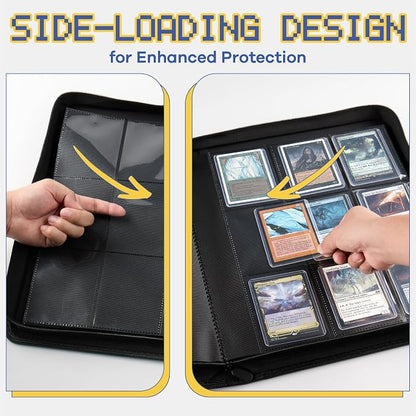9-Pocket Toploader Binder, Clovecat Premium Card Book， Holds 252 Trading Card with 20 Removable Top-loader Sleeves，PU Card Holder Folders,Card Album for MTG, TCG, Yugioh, Game & Sports Cards(Gray)
