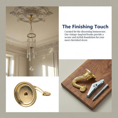 RiseDirectly 6-Pack Heavy Duty Gold Ceiling Hooks for Hanging Plants, Swag Hooks with Hardware for Chandeliers, Indoor Plant Hangers & Lightweight Decor