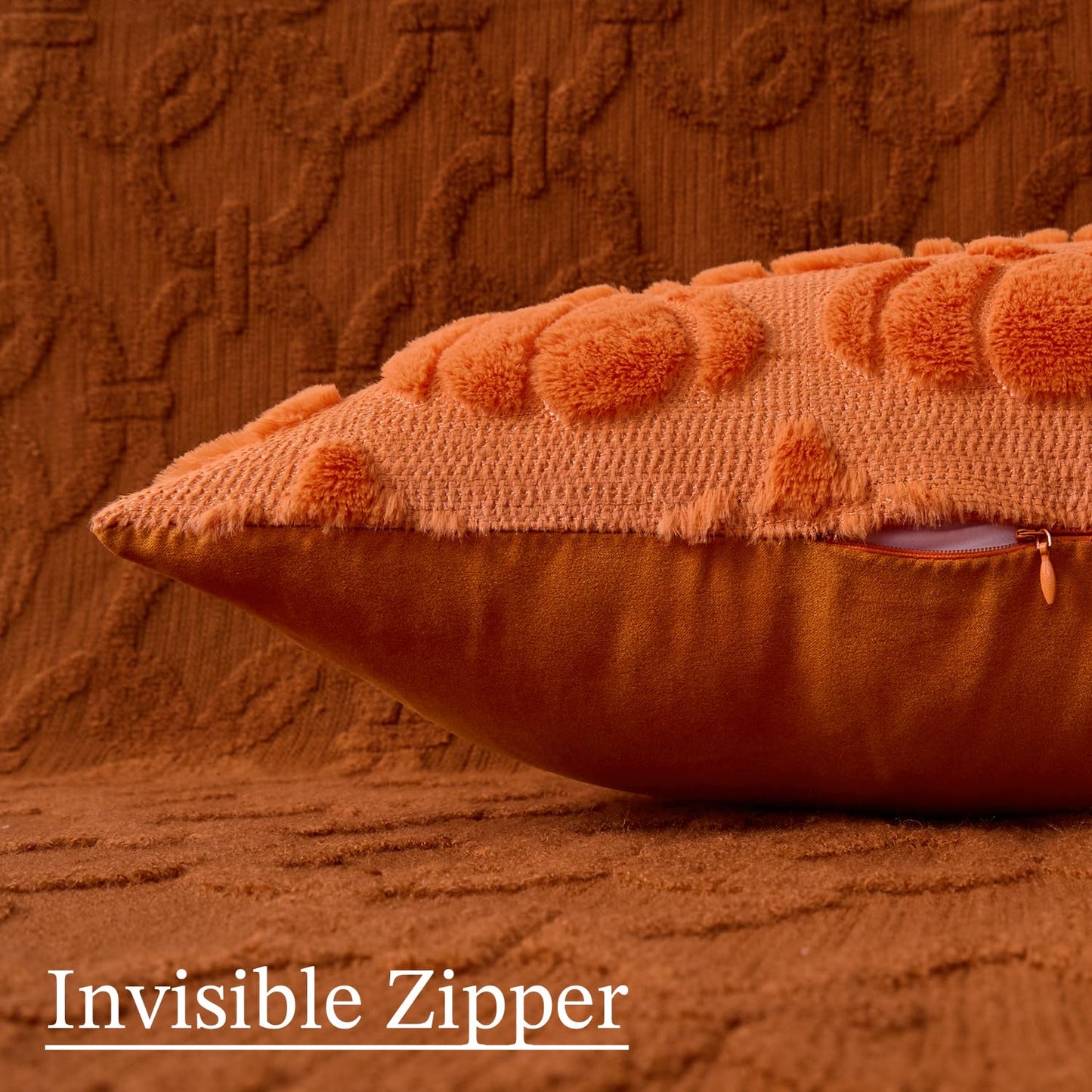 UGASA Fall Pumpkins 14x36 Inch Pillow Cover Pack of 1 Soft Plush Faux Wool Fur Large Long Rectangle Lumbar Cushion Cover Autumn Halloween Home Decor for Couch Sofa Chair Bed, Orange
