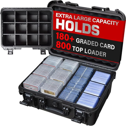 Turokacase Graded Card Case Storage Box – Extra Large Trading Card Storage Box with 8 Adjustable Dividers – Baseball & Sports Card Storage Case – Fits PSA, BGS, SGC, Toploaders & Magnetic Holders