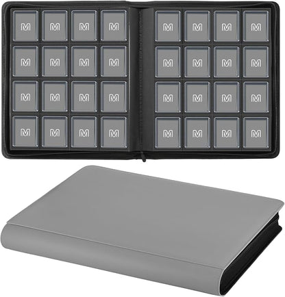 16 Pocket Toploader Binder,Holds 640 Top Loaders,Top Loader Binder for 3" x 4"Rigid Cards,Sleeves Card Collection Binder,20 Double Sided Pages,Compatible with Trading & Sports Holder (16Dark Grey)