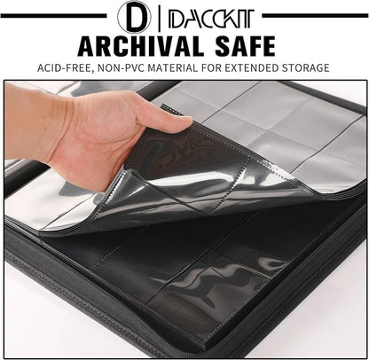 D DACCKIT Card Binder 16 Pocket - Fits 1024 Cards，Premium 4X4 Ringless Card Album with Sleeves for Trading Cards & Sports Cards（Model A，Navy Blue）