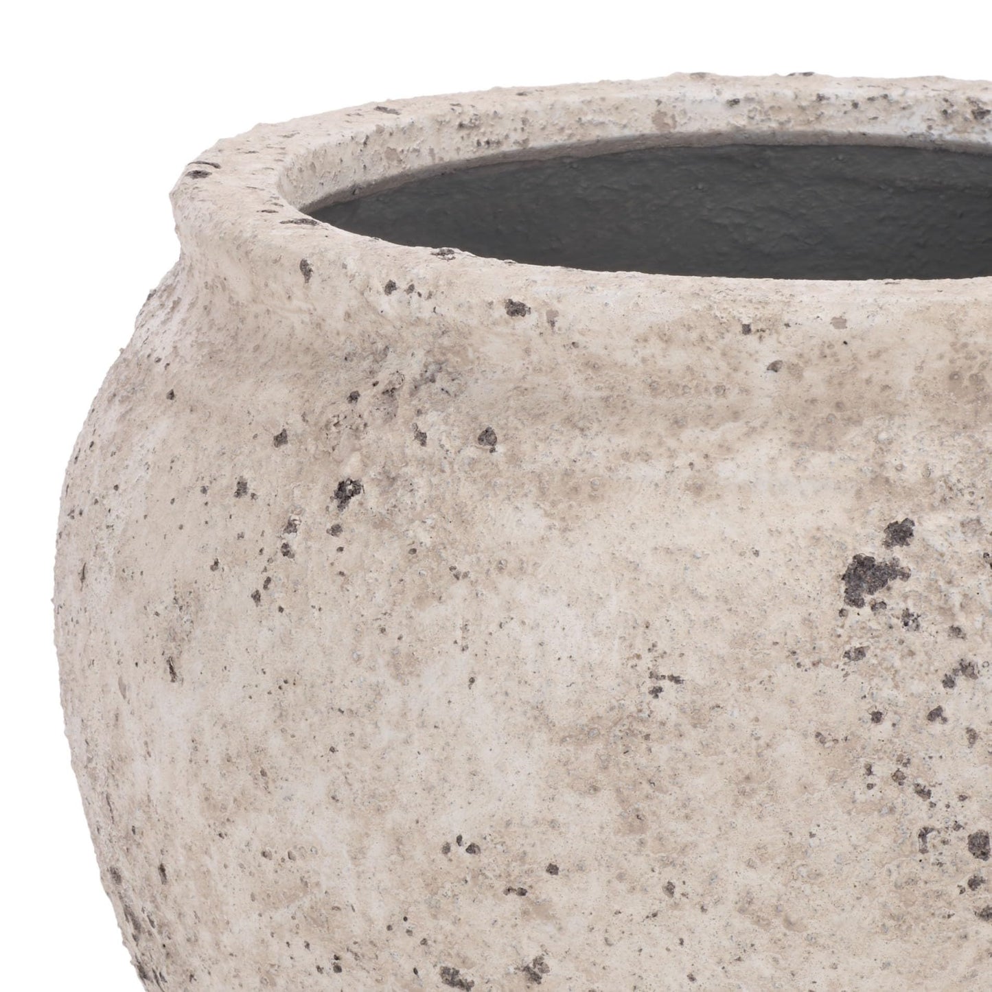 SAFAVIEH Outdoor - Ramsey Planter Pot with Drainage - Antique White Ficonstone Cement - Weather Resistant - Ideal for Patio, Garden, Backyard, 14.2" W x 14.2" D x 13" H (PAT1553B)