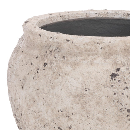 SAFAVIEH Outdoor - Ramsey Planter Pot with Drainage - Antique White Ficonstone Cement - Weather Resistant - Ideal for Patio, Garden, Backyard, 14.2" W x 14.2" D x 13" H (PAT1553B)