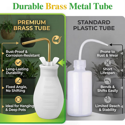 Squeeze Bottle for Hanging Plants, 19" Long Spout Plant Watering Bottle, Easy Squeeze Indoor/Outdoor Watering Can Alternative, Precise Sprinkling for Hanging Baskets, Houseplants (8 oz)