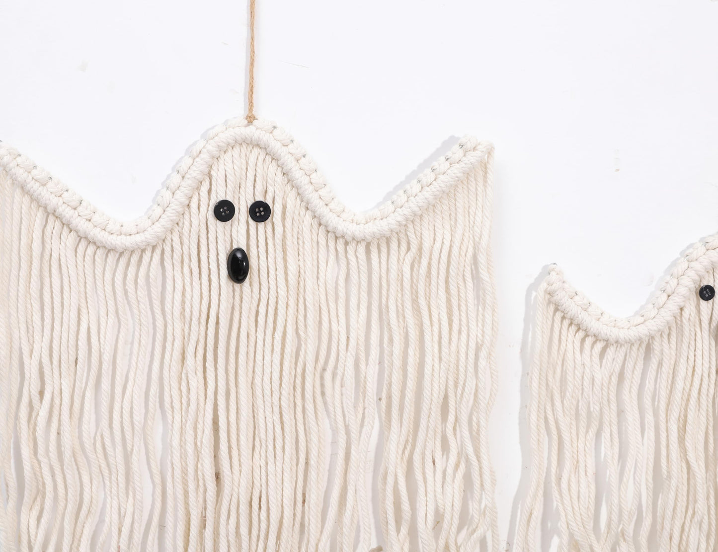 Halloween Macrame Ghost Wall Decor- Set of 2 Ghost Wall Hanging, Halloween Boho Ghost Decorations, Handmade Ghost Decor, Spooky Season Decor