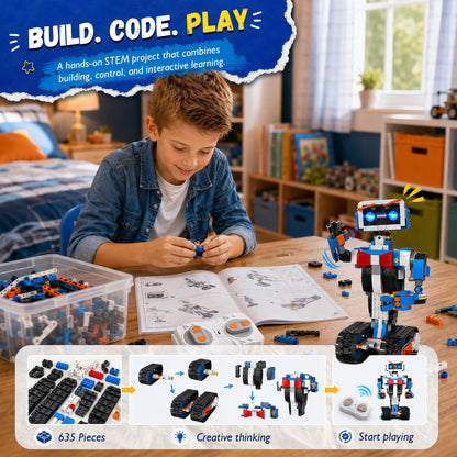 okk Robot Building Toys for Boys, STEM Projects for Kids Ages 6-12, Remote & APP Controlled Engineering Learning Educational Coding DIY Building Kit Rechargeable Robot Toy Gifts for Girls