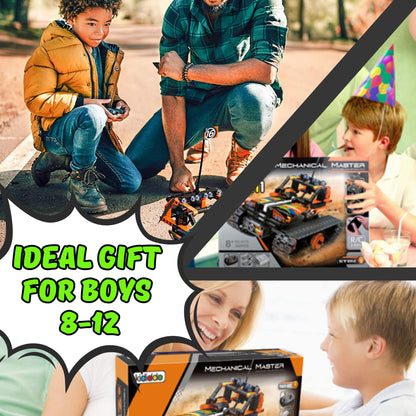 Kididdo Remote Control Car Building Toys for Boys Age 8-12 Fun STEM Robot Kit Cool Birthday Gifts for 8 to 14 Years Old Boys 3-in-1 Building Blocks RC Cars Kit to Build a Robot or Car