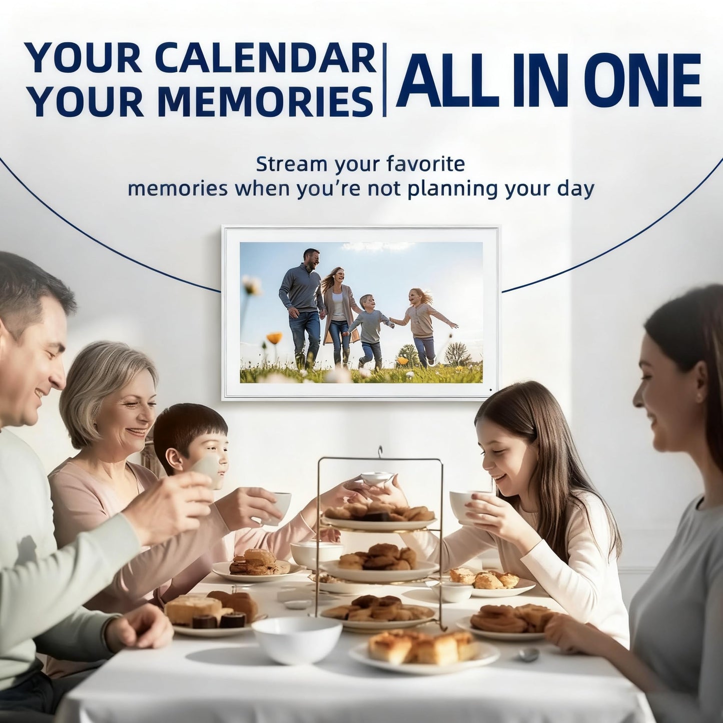 10.1 Inch Digital Calendar with Chore Rewards – Smart Electronic Family Organizer, Touchscreen, Meal Planner & Photo Frame, Syncs with Google/iCloud, for Wall or Desk, White