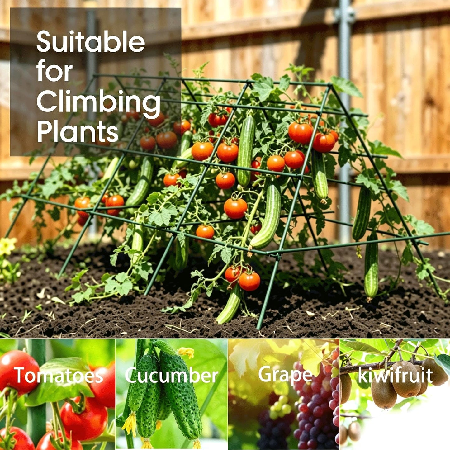 Orgrimmar 26 PCS 57" Garden Support Stakes Plastic Coated Deformable Climbing Plant Trellis Plant Climbing Frame for Tomato Cucumber Eggplant Vine Vegetable (57 Inch)