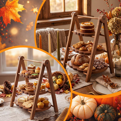 Marsui 3 Tier Pumpkin Serving Trays Wooden Shaped Pumpkin Platters 12'' 10'' 8'' Charcuterie Plate Board Reusable Party Serving Plate for Halloween Fall Party Decoration