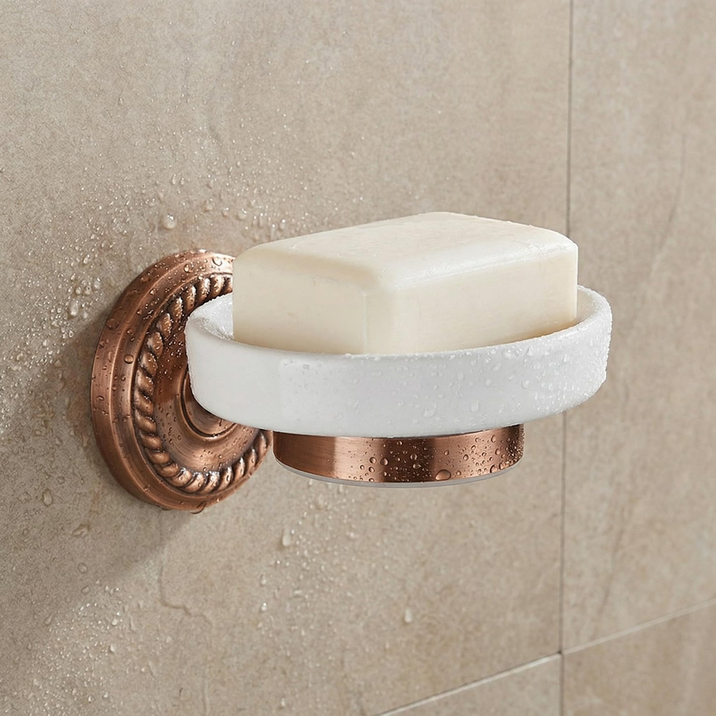 VOSAREA Ceramic Soap Holder Soap Tray Vintage Holder Wall-Mounted Dish Antique Luxury Dish for Shower Wall Rack for Bathroom