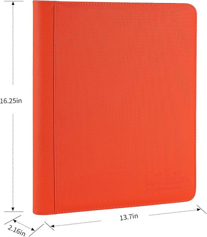 Toploader Binder,Toploader Hard Cases, 9-Pocket Pages Sleeves Hold up 288 Cards.Toploader Card Binder with Sleeves for “3×4” rigid，Card Holder(Hermes Orange)