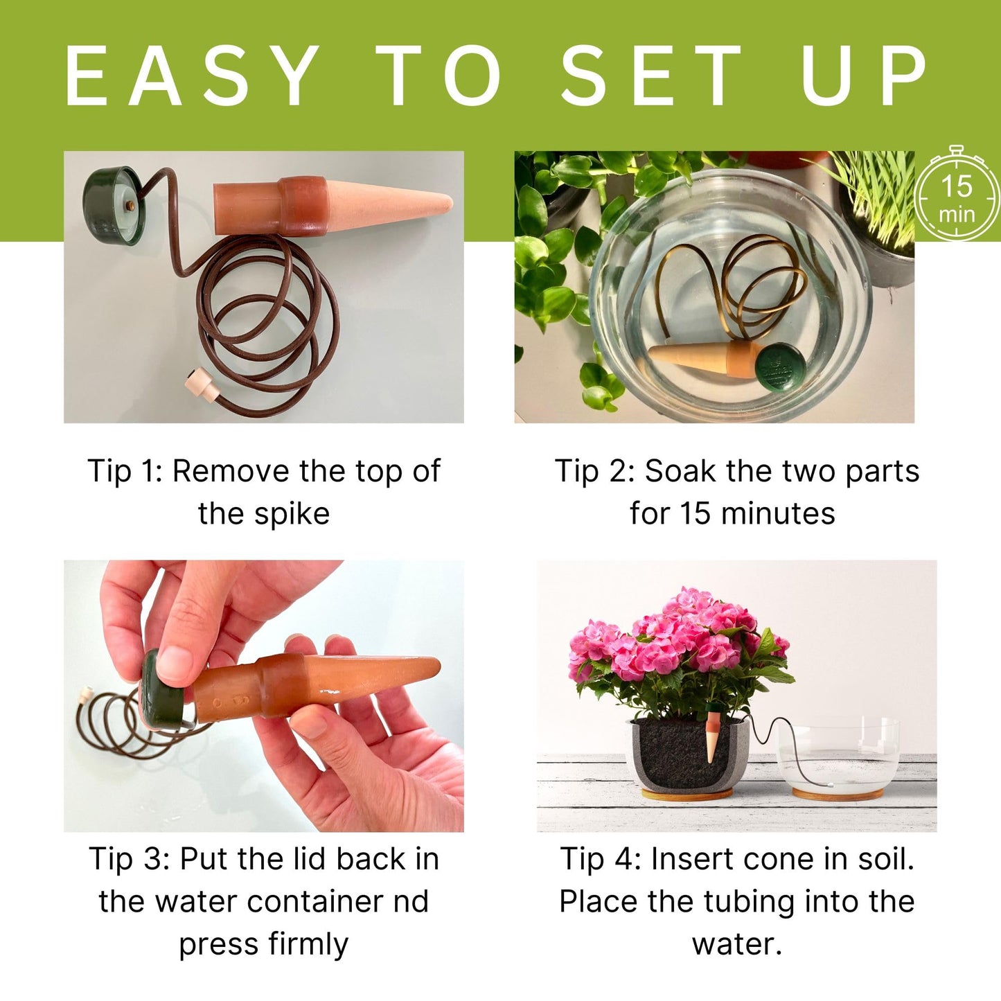 Blumat Classic Self-Watering Stakes - Prevents Overwatering and Underwatering for Healthy Growth While You are Away - Ideal for Indoor Plant Watering, 25 Pack, wo Adapter