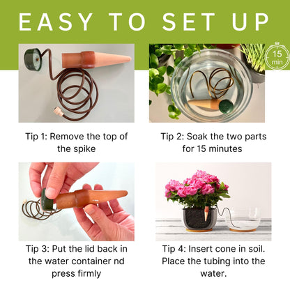 Blumat Classic Self-Watering Stakes - Prevents Overwatering and Underwatering for Healthy Growth While You are Away - Ideal for Indoor Plant Watering, 15 Pack, wo Adapter