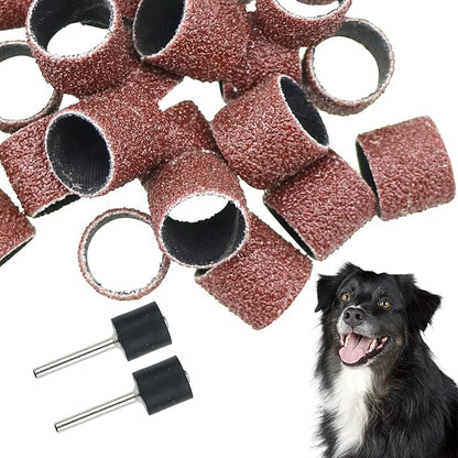 DonLeeving 26 Pack Nail Grinder for Dogs Replacement Kit Sanding Drum Set Grit Sand Bands Shank Rotary Tool Kit Pet Nail Smoother Dog Claw Care (80#/120#)