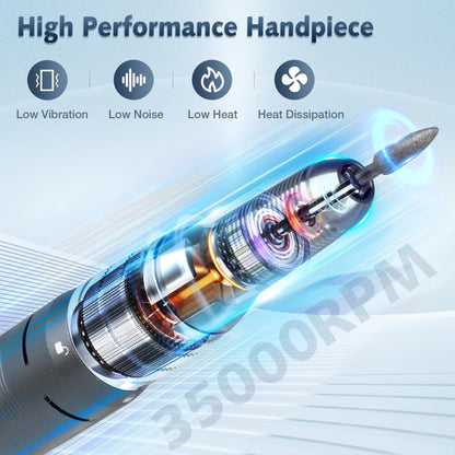35000RPM Portable Nail Drill Machine, HoMove Professional Nail Drill Machine, Rechargeable Electric Efile Nail Drills for Acrylic Gel Nails, Cordless Portable Nails Drill【Rose Gold】