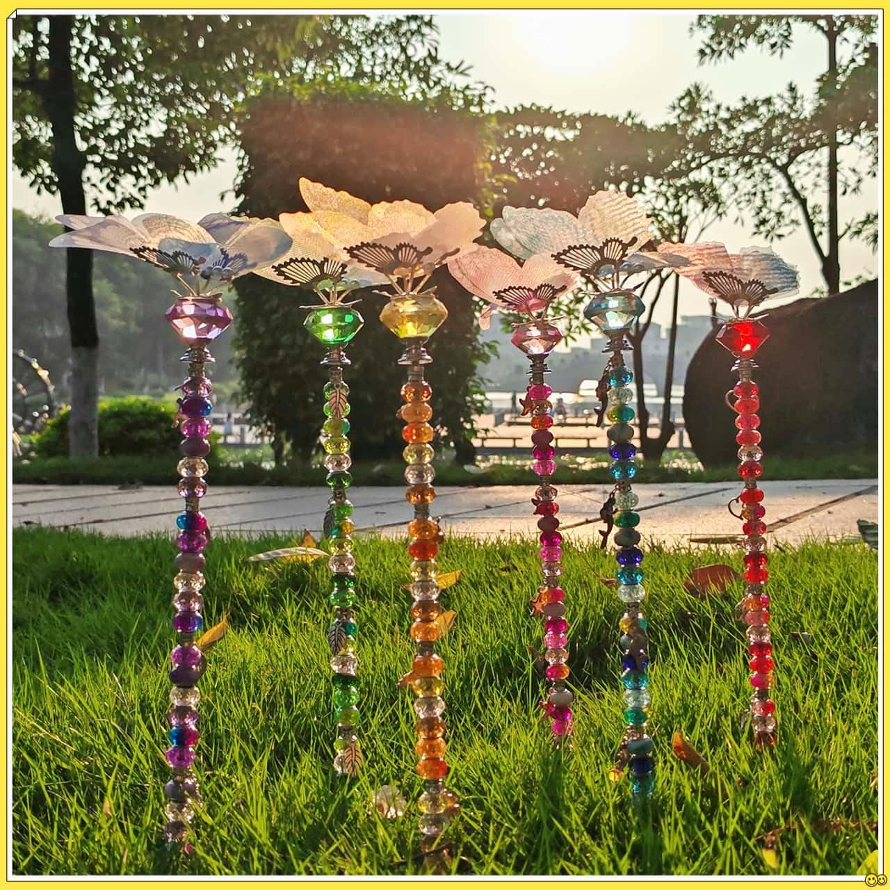 200Pcs DIY Butterfly Garden Stakes Kit - Fairy Wand Garden Stake Beads Kits, Fairy Garden Accessories Kit for Outdoor, Beadable Items (Butterfly)