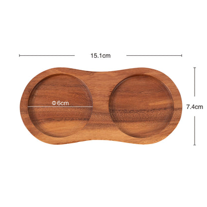 DeroTeno Salt and Pepper Mill Tray, Inner Dia 6 cm / 2.36 inch, Acacia Wood, Pepper Grinder Rest, Dining Table Protector (Pepper Mill and Salt Mill are not Included)