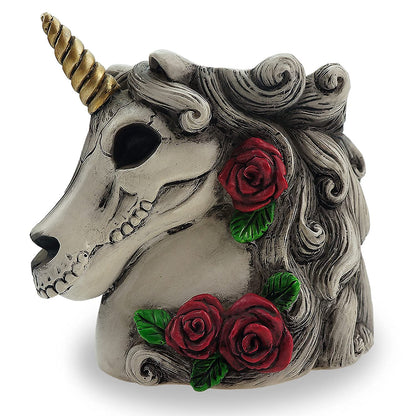 Cyborpon Gothic Unicorn Makeup Brush Holder Skull Gift for Women Adults Pen Organizer Halloween Decor Day Dead Goth Accessory
