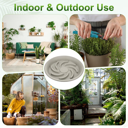 M METERXITY 2-Pack Plant Saucer, 10.4 Inch/ 26.5cm Plastic Plant Trays Thicker for Pots/Indoor/Outdoor/Water Drainage and Protection, Flowerpot Drip Tray [Grayish White]