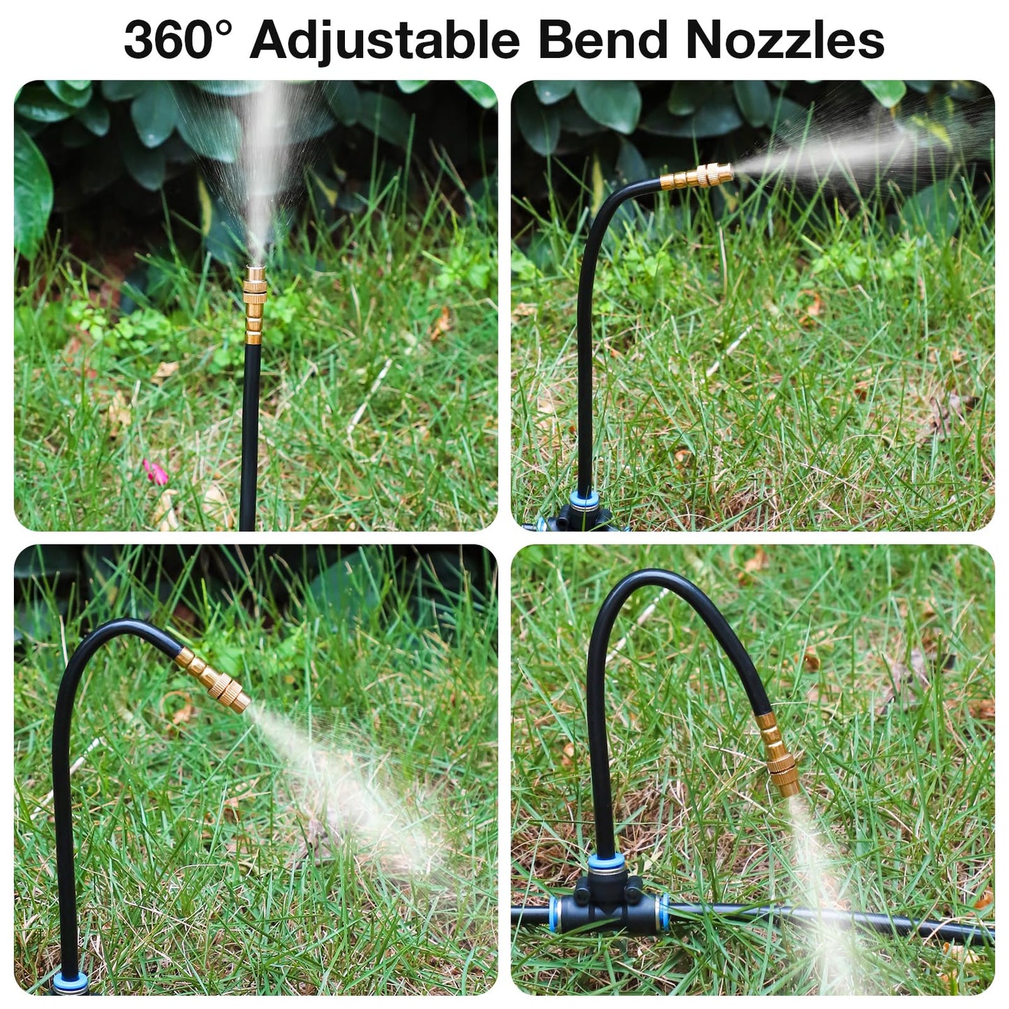 MIXC 1/4" Drip Irrigation System, Adjustable Copper Nozzles (7.8ft Rod Length, 12pcs nozzles and connectors,NO Water Pipe)