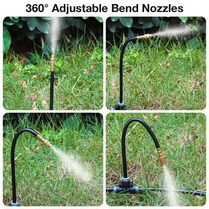 MIXC 1/4" Drip Irrigation System, Adjustable Copper Nozzles (7.8ft Rod Length, 12pcs nozzles and connectors,NO Water Pipe)