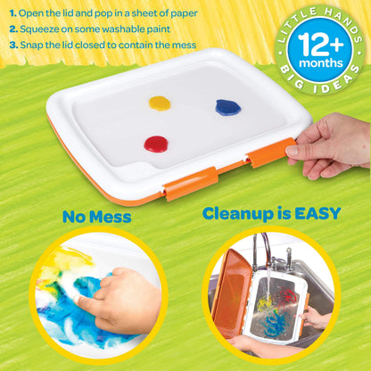 Crayola Mess Free Finger Painting Station – Washable Finger Paint for Toddlers, Spring Arts & Crafts Set, Sensory Activity, Travel Toy, Ages 1+